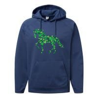 Horse Shamrock Horseback Riding Equestrian Shirts Patrick Day Performance Fleece Hoodie