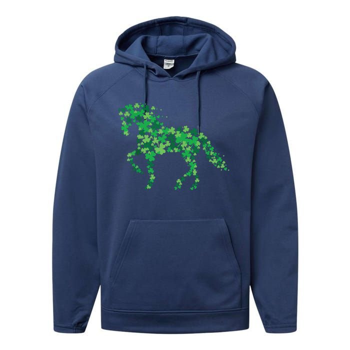 Horse Shamrock Horseback Riding Equestrian Shirts Patrick Day Performance Fleece Hoodie