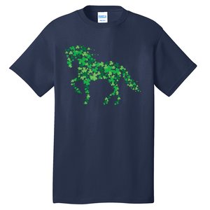 Horse Shamrock Horseback Riding Equestrian Shirts Patrick Day Tall T-Shirt