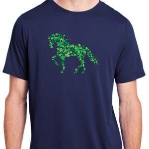 Horse Shamrock Horseback Riding Equestrian Shirts Patrick Day Adult ChromaSoft Performance T-Shirt