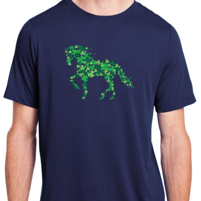 Horse Shamrock Horseback Riding Equestrian Shirts Patrick Day Adult ChromaSoft Performance T-Shirt