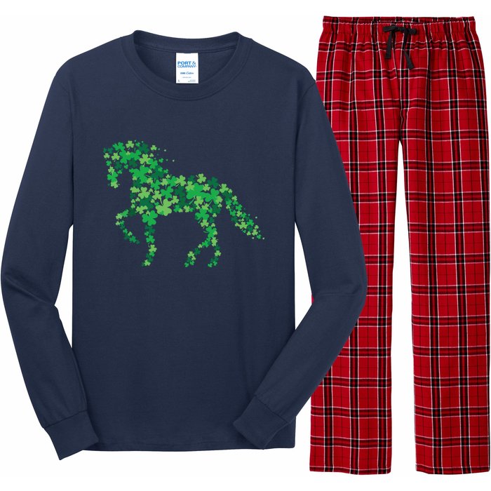 Horse Shamrock Horseback Riding Equestrian Shirts Patrick Day Long Sleeve Pajama Set