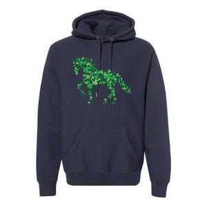 Horse Shamrock Horseback Riding Equestrian Shirts Patrick Day Premium Hoodie