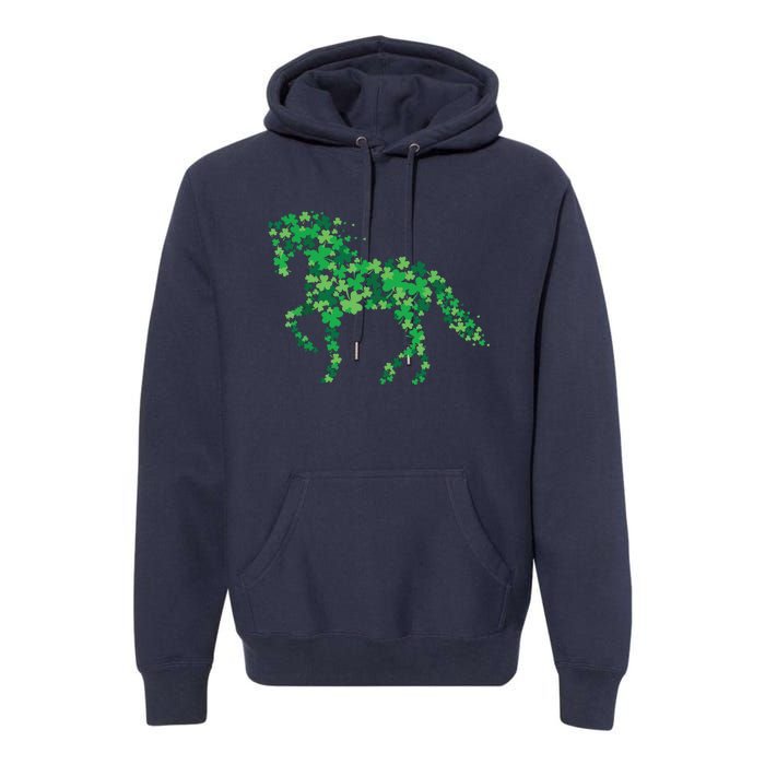 Horse Shamrock Horseback Riding Equestrian Shirts Patrick Day Premium Hoodie