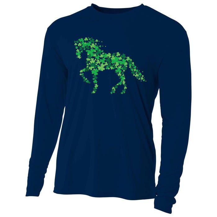 Horse Shamrock Horseback Riding Equestrian Shirts Patrick Day Cooling Performance Long Sleeve Crew