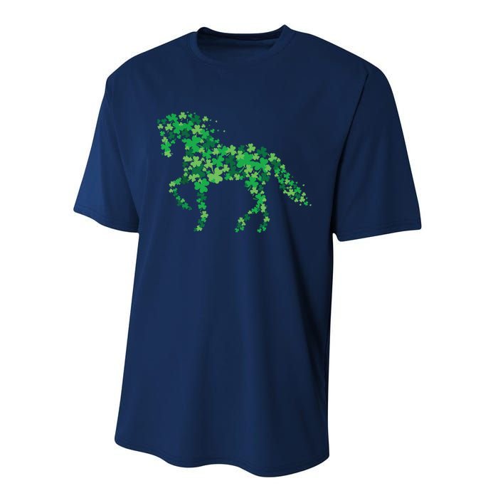 Horse Shamrock Horseback Riding Equestrian Shirts Patrick Day Performance Sprint T-Shirt