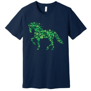 Horse Shamrock Horseback Riding Equestrian Shirts Patrick Day Premium T-Shirt