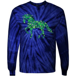 Horse Shamrock Horseback Riding Equestrian Shirts Patrick Day Tie-Dye Long Sleeve Shirt