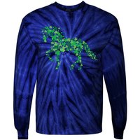 Horse Shamrock Horseback Riding Equestrian Shirts Patrick Day Tie-Dye Long Sleeve Shirt