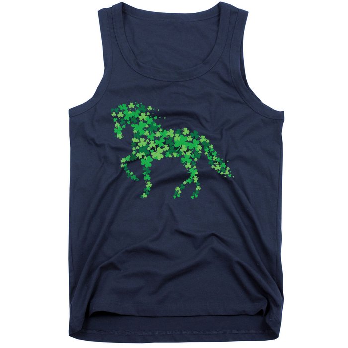 Horse Shamrock Horseback Riding Equestrian Shirts Patrick Day Tank Top