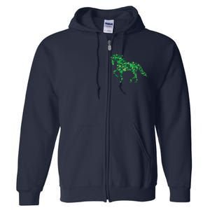 Horse Shamrock Horseback Riding Equestrian Shirts Patrick Day Full Zip Hoodie