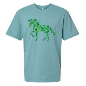 Horse Shamrock Horseback Riding Equestrian Shirts Patrick Day Sueded Cloud Jersey T-Shirt