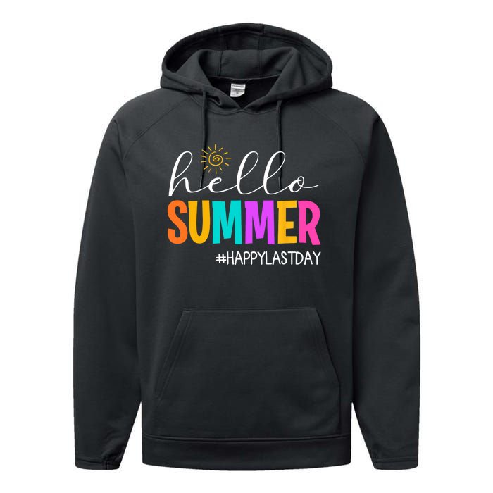 Hello Summer Happy Last Day School Teacher Student Performance Fleece Hoodie