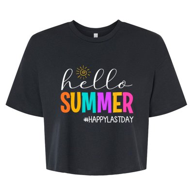 Hello Summer Happy Last Day School Teacher Student Bella+Canvas Jersey Crop Tee