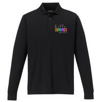 Hello Summer Happy Last Day School Teacher Student Performance Long Sleeve Polo