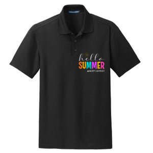 Hello Summer Happy Last Day School Teacher Student Dry Zone Grid Polo