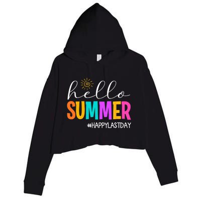 Hello Summer Happy Last Day School Teacher Student Crop Fleece Hoodie