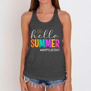 Hello Summer Happy Last Day School Teacher Student Women's Knotted Racerback Tank