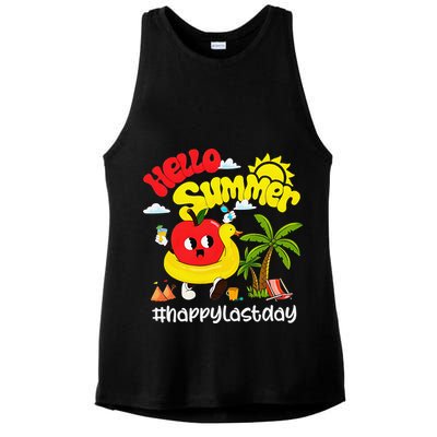 Hello Summer Happy Last Day Of School Teacher Student Ladies PosiCharge Tri-Blend Wicking Tank