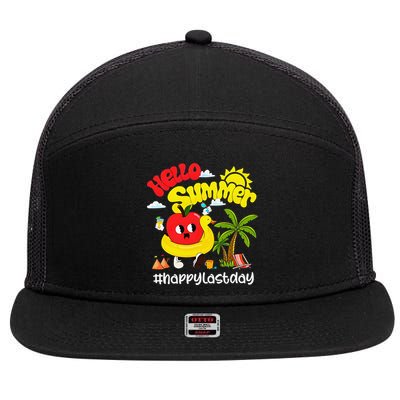 Hello Summer Happy Last Day Of School Teacher Student 7 Panel Mesh Trucker Snapback Hat