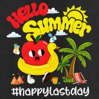 Hello Summer Happy Last Day Of School Teacher Student 7 Panel Mesh Trucker Snapback Hat