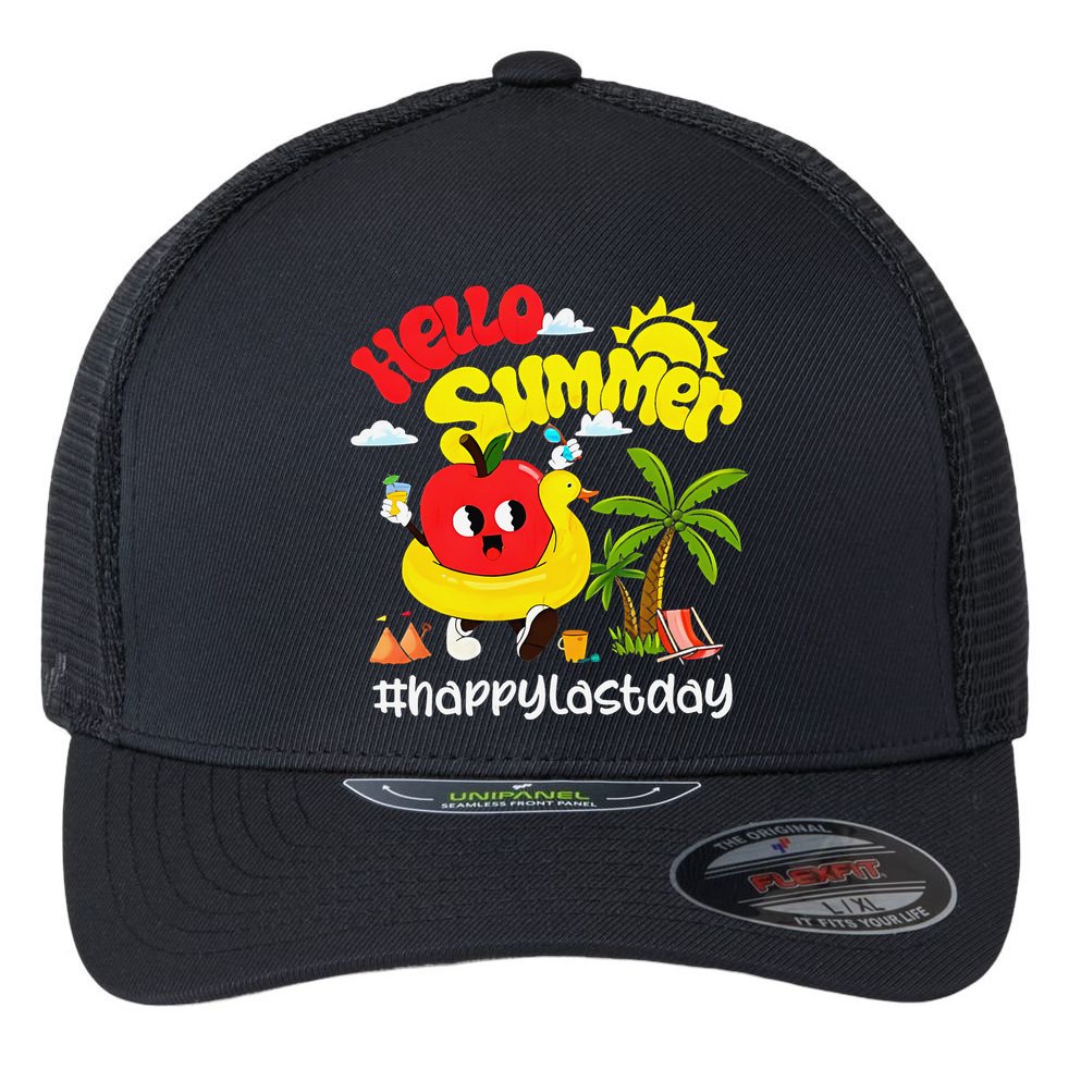 Hello Summer Happy Last Day Of School Teacher Student Flexfit Unipanel Trucker Cap