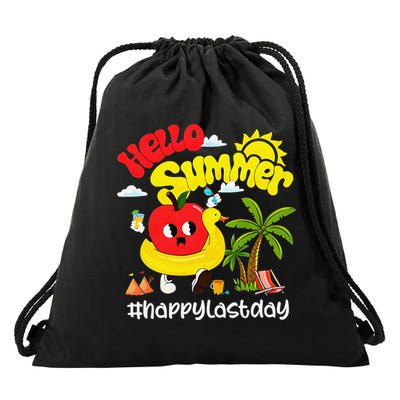 Hello Summer Happy Last Day Of School Teacher Student Drawstring Bag