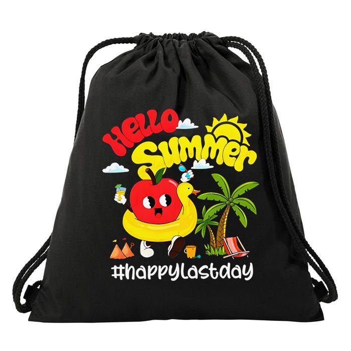 Hello Summer Happy Last Day Of School Teacher Student Drawstring Bag