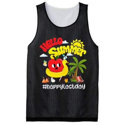 Hello Summer Happy Last Day Of School Teacher Student Mesh Reversible Basketball Jersey Tank