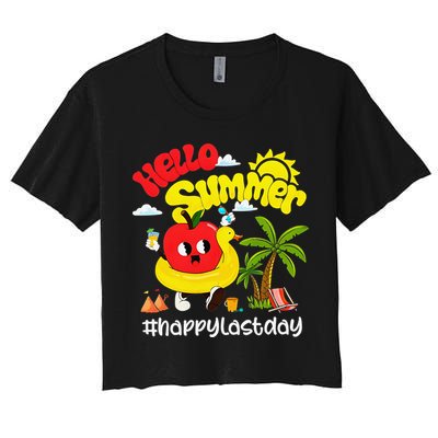 Hello Summer Happy Last Day Of School Teacher Student Women's Crop Top Tee