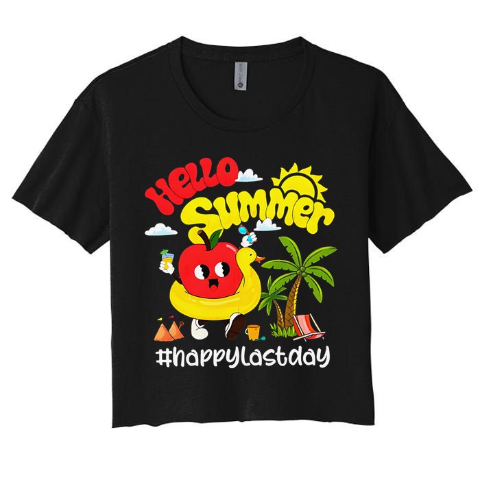 Hello Summer Happy Last Day Of School Teacher Student Women's Crop Top Tee