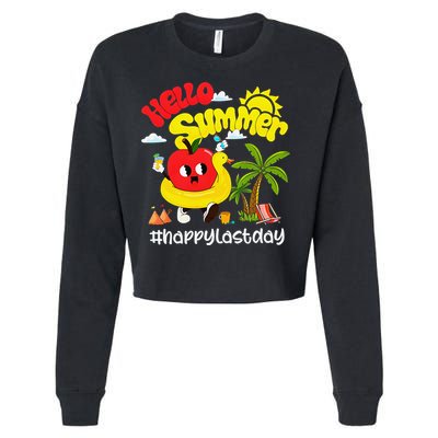 Hello Summer Happy Last Day Of School Teacher Student Cropped Pullover Crew