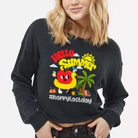 Hello Summer Happy Last Day Of School Teacher Student Cropped Pullover Crew