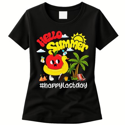 Hello Summer Happy Last Day Of School Teacher Student Womens T-Shirt