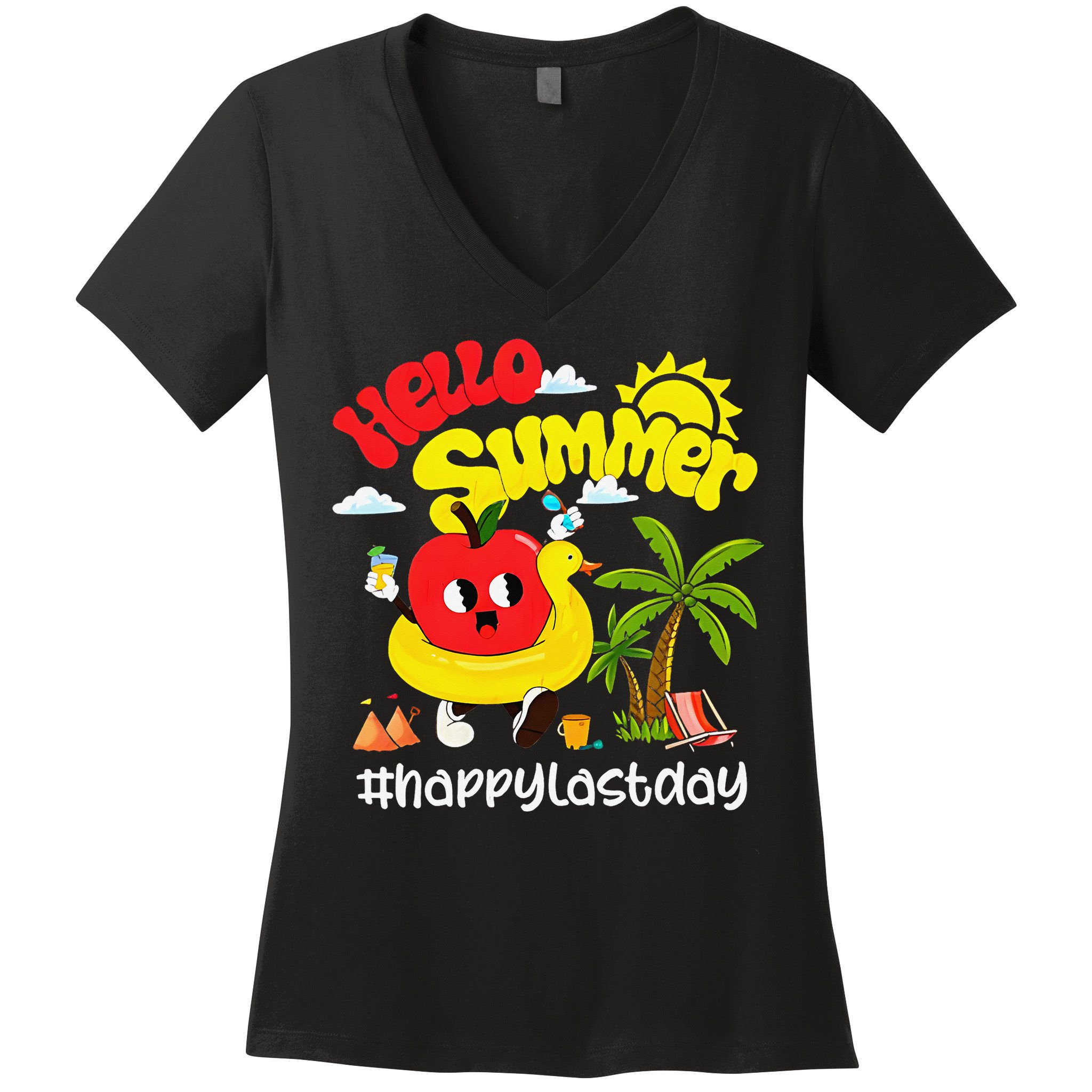 Hello Summer Happy Last Day Of School Teacher Student Women's V-Neck T-Shirt