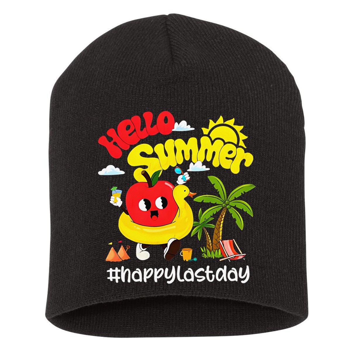 Hello Summer Happy Last Day Of School Teacher Student Short Acrylic Beanie