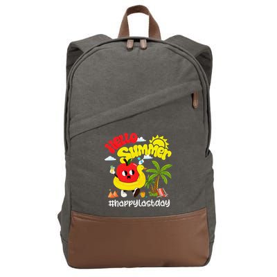 Hello Summer Happy Last Day Of School Teacher Student Cotton Canvas Backpack