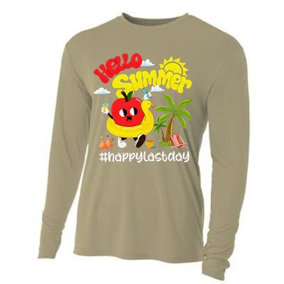 Hello Summer Happy Last Day Of School Teacher Student Cooling Performance Long Sleeve Crew
