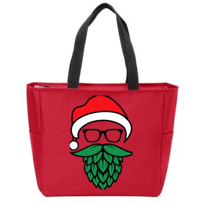 Hipster Santa Hops Beard Christmas For Beer Lovers Zip Tote Bag