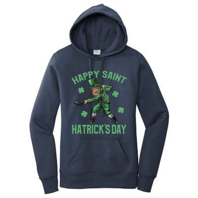 Happy Saint Hatricks Day St PatrickS Day Hockey Leprechaun Gift Women's Pullover Hoodie