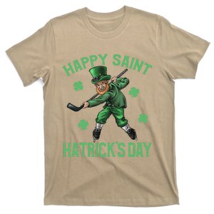 Happy Saint Hatricks Day St Patrick's Day Hockey Leprechaun T-Shirt