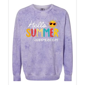 Hello Summer Happy Last Day Of School Teacher Student Colorblast Crewneck Sweatshirt