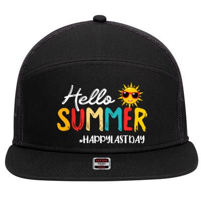 Hello Summer Happy Last Day Of School Teacher Student 7 Panel Mesh Trucker Snapback Hat