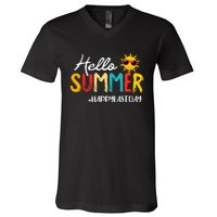 Hello Summer Happy Last Day Of School Teacher Student V-Neck T-Shirt