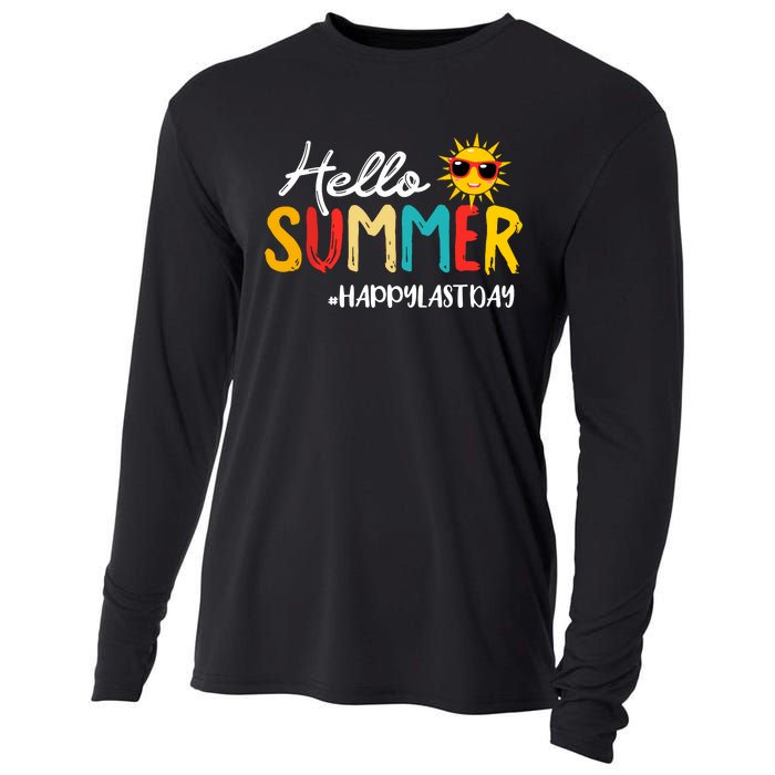 Hello Summer Happy Last Day Of School Teacher Student Cooling Performance Long Sleeve Crew