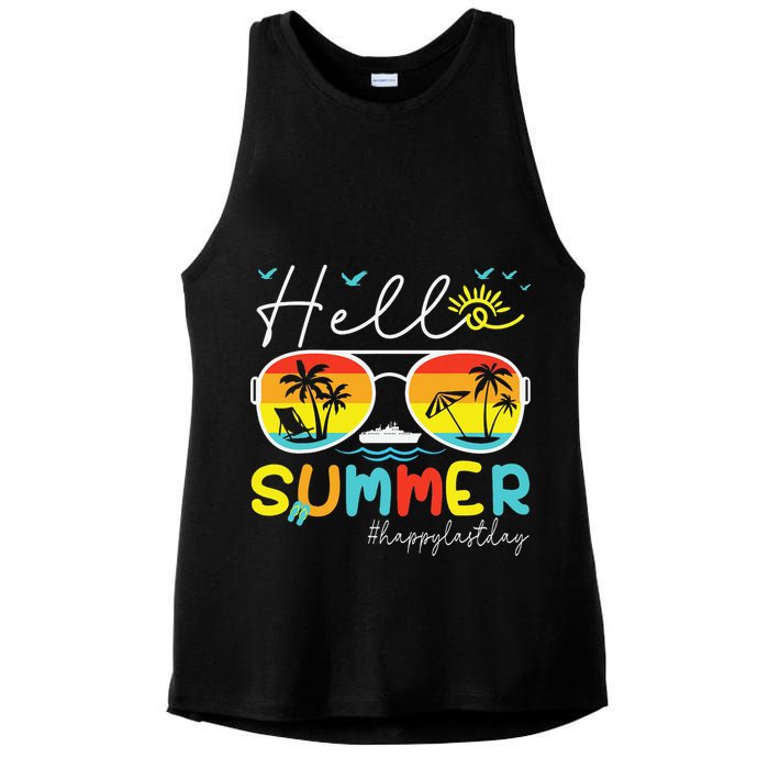 Hello Summer Happy Last Day Of School Teacher Student Ladies PosiCharge Tri-Blend Wicking Tank