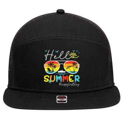 Hello Summer Happy Last Day Of School Teacher Student 7 Panel Mesh Trucker Snapback Hat