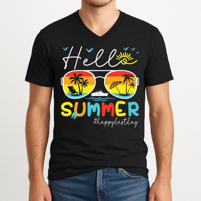 Hello Summer Happy Last Day Of School Teacher Student V-Neck T-Shirt