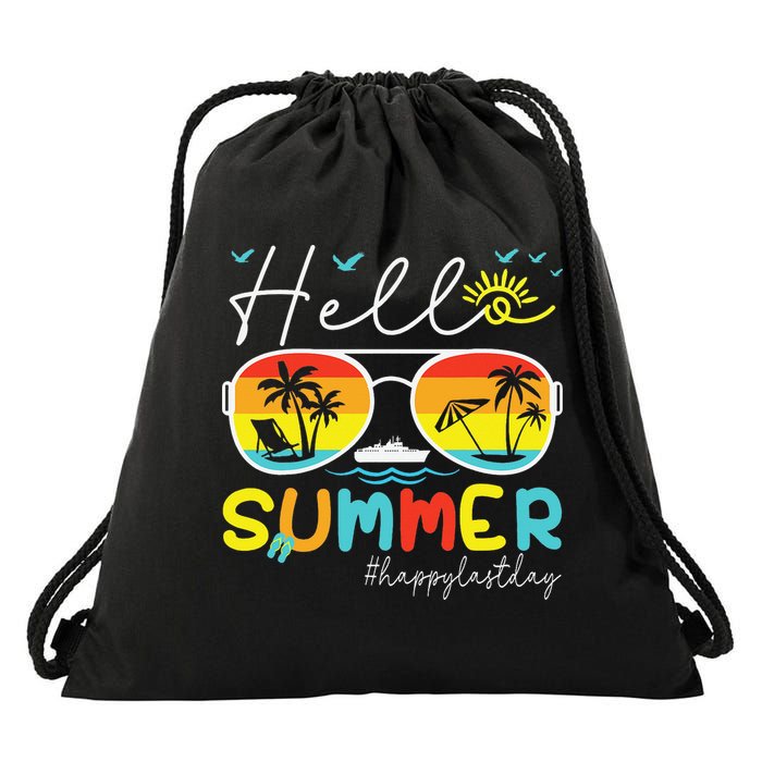 Hello Summer Happy Last Day Of School Teacher Student Drawstring Bag