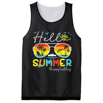 Hello Summer Happy Last Day Of School Teacher Student Mesh Reversible Basketball Jersey Tank